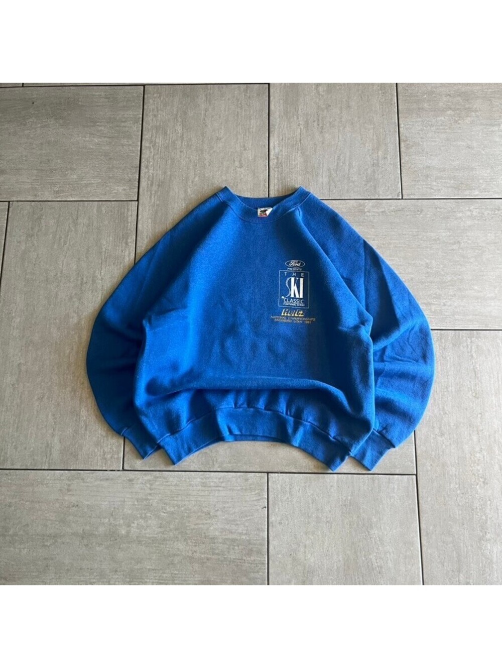 Vintage Fruit of the Loom Blue Ski Classic Crewneck Sweatshirt M